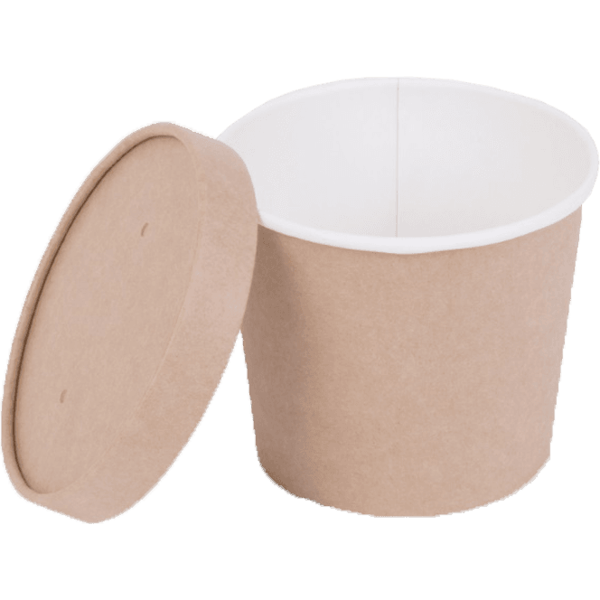 Контейнер/салатник/супница бумажный круглый 400 мл OSQ Round Bowl для супов + крышка КОМПЛЕКТ