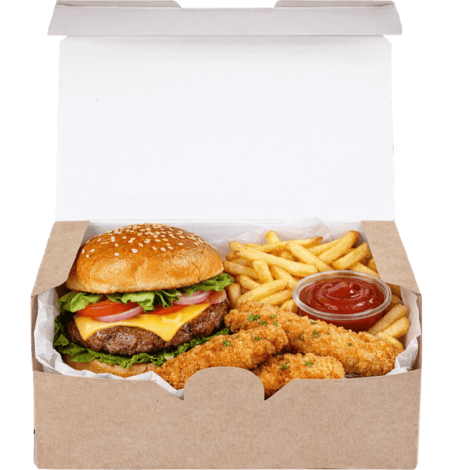 Коробка для наггетсов, крыльев, фри 150*91*70 мм FAST FOOD BOX L, КРАФТ OSQ