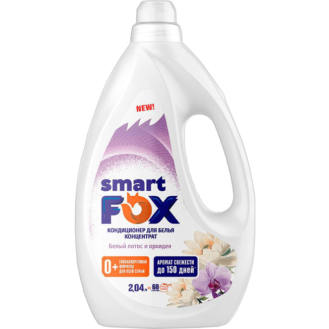 Кондиционер для белья 2,04 л SMART FOX, Белый лотос и орхидея Кондиционер для белья 2,04 л SMART FOX, Белый лотос и орхидея