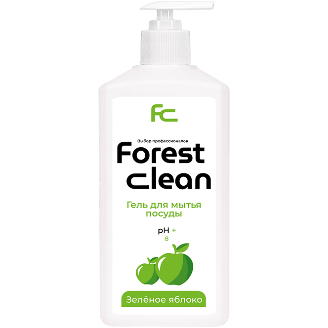 Средство для мытья посуды 1 л "FOREST Clean" дозатор/гель, Зеленое яблоко Средство для мытья посуды 1 л "FOREST Clean" дозатор/гель, Зеленое яблоко