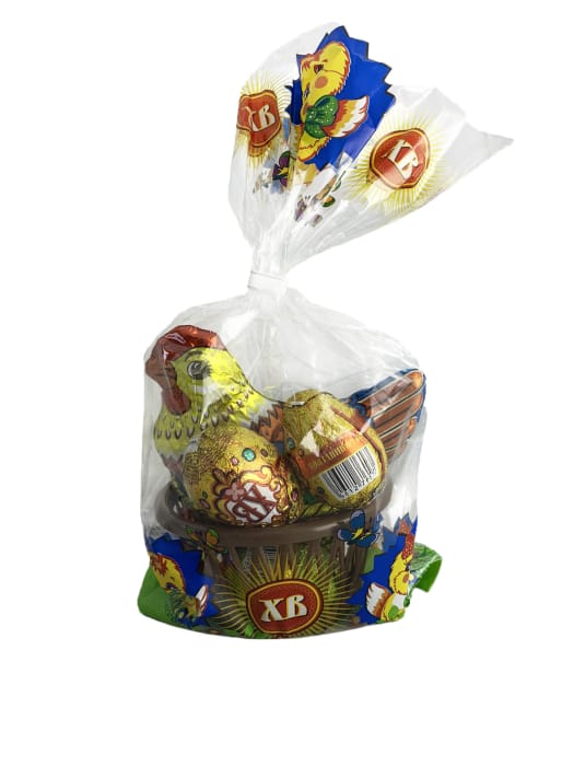 Набор шоколадный "Курица" + 3 яйца в корзинке 120 г Набор шоколадный "Курица" + 3 яйца в корзинке 120 г