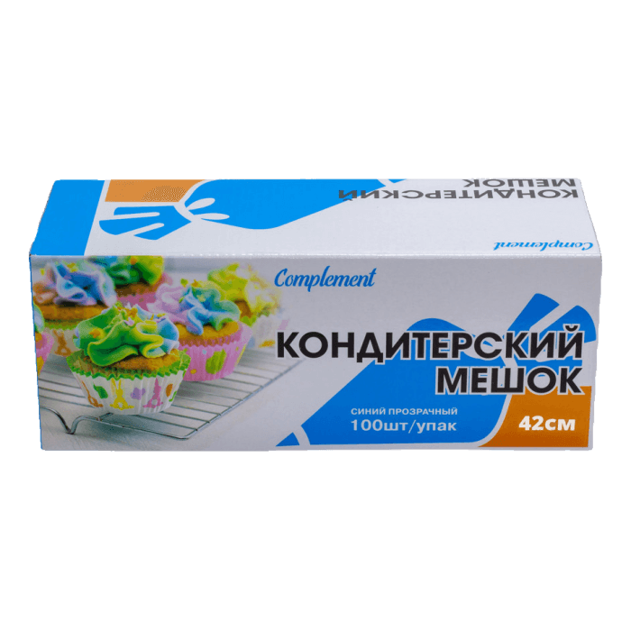 Мешок кондитерский в рулоне 42 см Complement синий-прозрачный (100 шт.упак) Мешок кондитерский в рулоне 42 см Complement синий-прозрачный (100 шт.упак)
