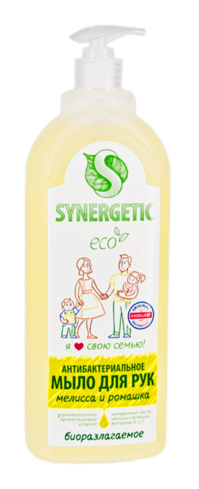 Жидкое мыло 1000 мл SYNERGETIC антибактериальное, гипоаллергенное, увлажняющее, для мытья рук и тела, Мелисса и ромашка Жидкое мыло 1000 мл SYNERGETIC антибактериальное, гипоаллергенное, увлажняющее, для мытья рук и тела, Мелисса и ромашка