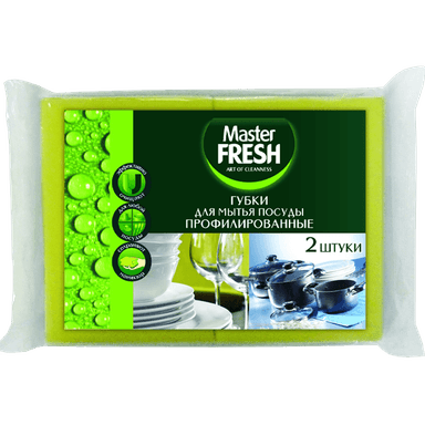 Губки для мытья посуды Master FRESH профилированные, черные (2 шт.упак) Губки для мытья посуды Master FRESH профилированные, черные (2 шт.упак)