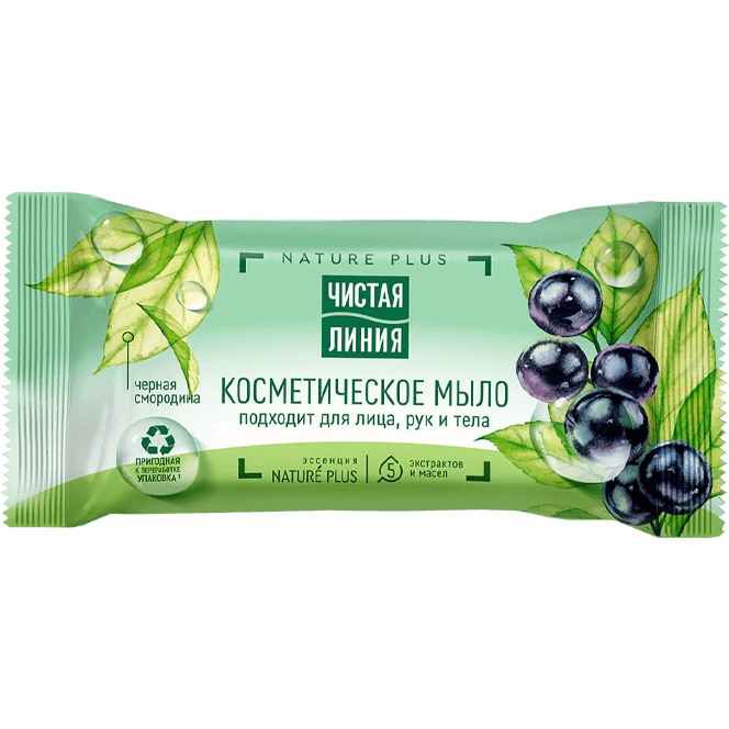 Мыло кусковое 75 г "Чистая линия" косметическое, Смородина Мыло кусковое 75 г "Чистая линия" косметическое, Смородина
