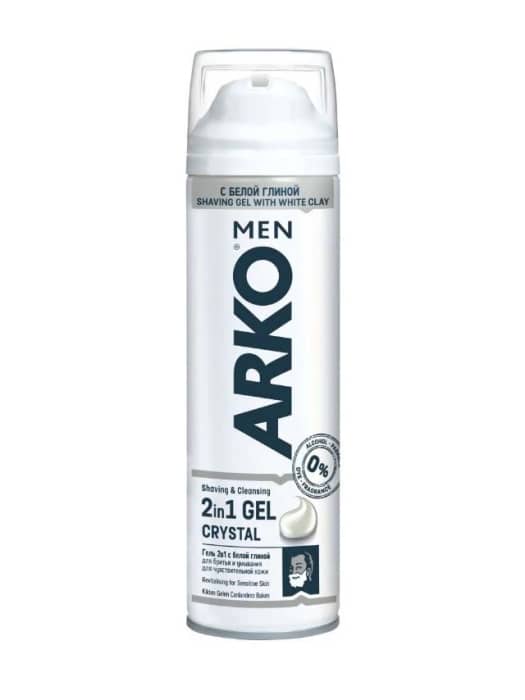 Гель для бритья 200 мл "Arko", Crystal с белой глиной Гель для бритья 200 мл "Arko", Crystal с белой глиной